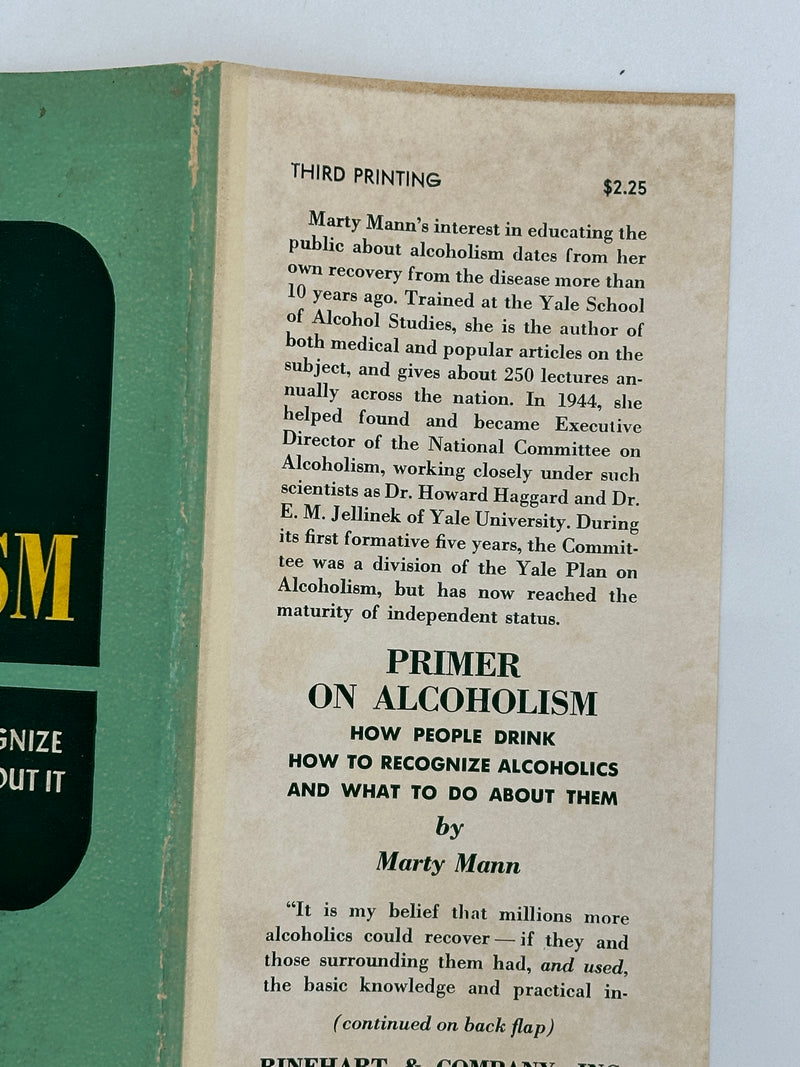 Primer On Alcoholism by Marty Mann - Third Printing