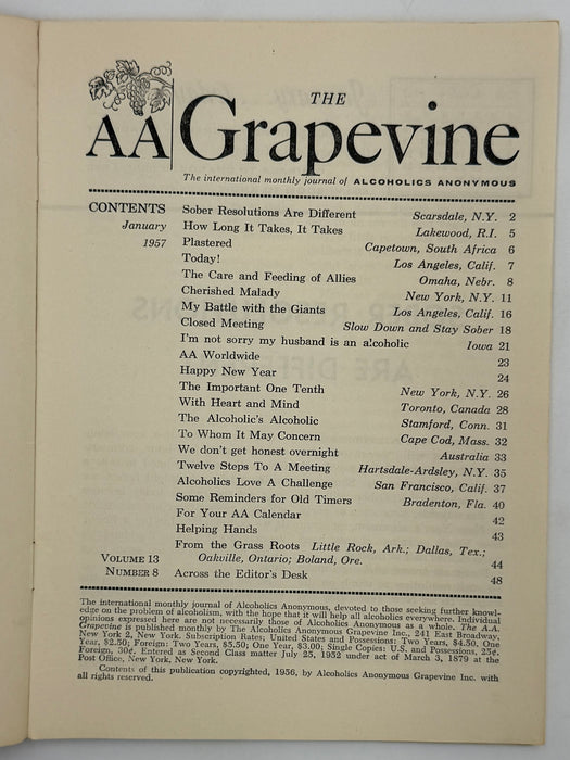 AA Grapevine January 1957 - Happy New Year