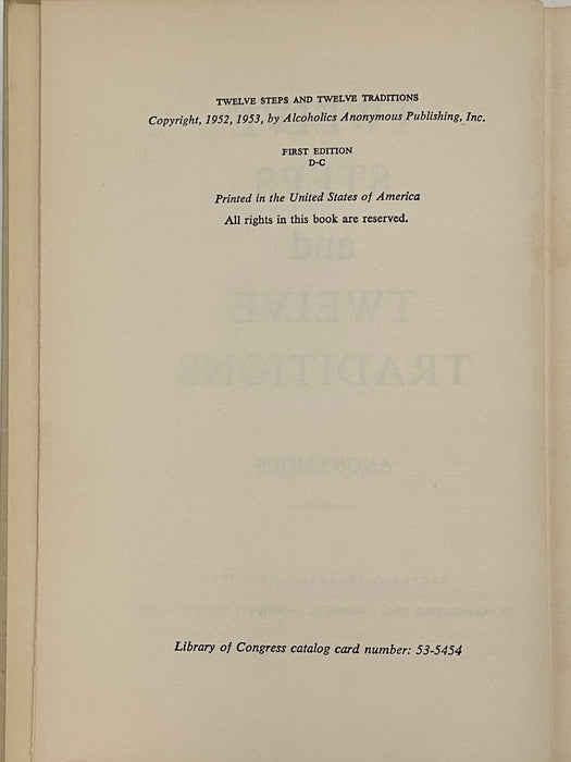 12 Steps and 12 Traditions First Edition 1st Printing Published by Harper & Brothers Recovery Collectibles