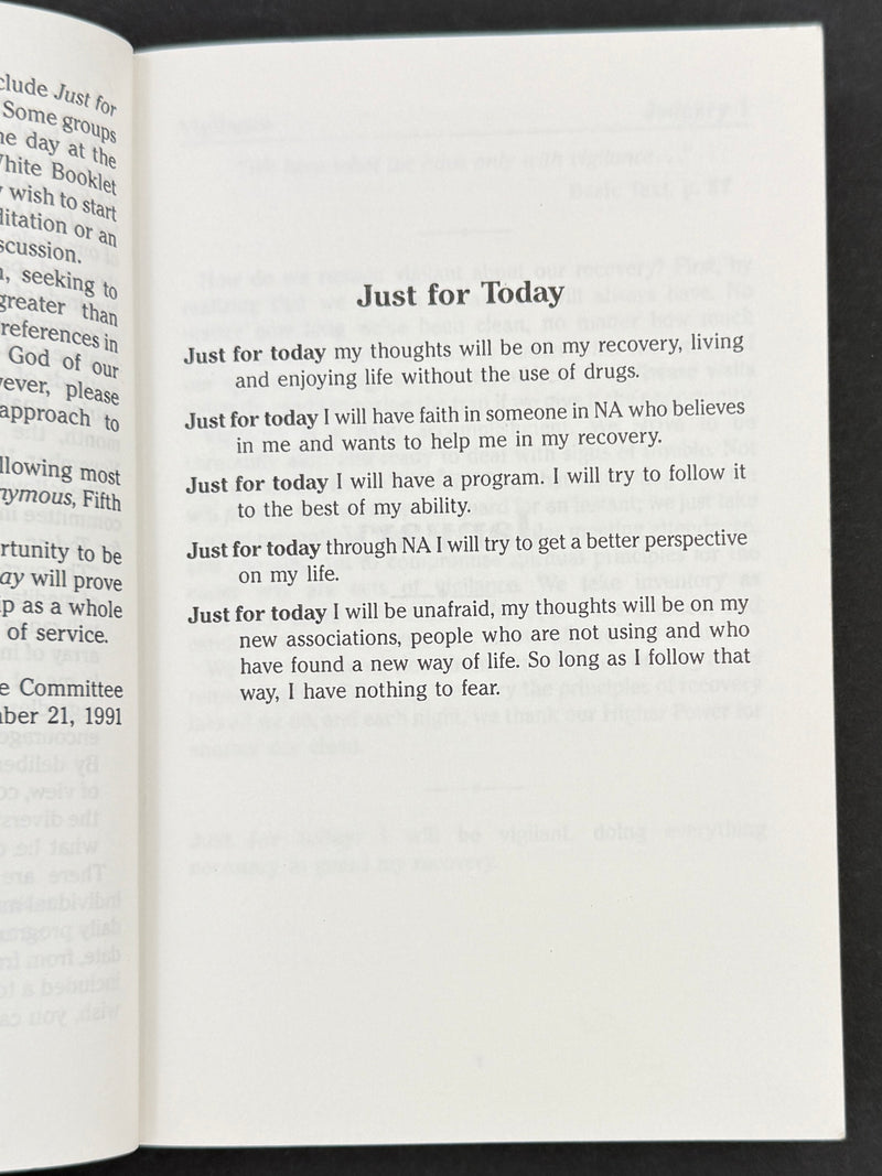 Just for Today — Daily Meditations for Recovering Addicts — Narcotics Anonymous — 1996 Printing