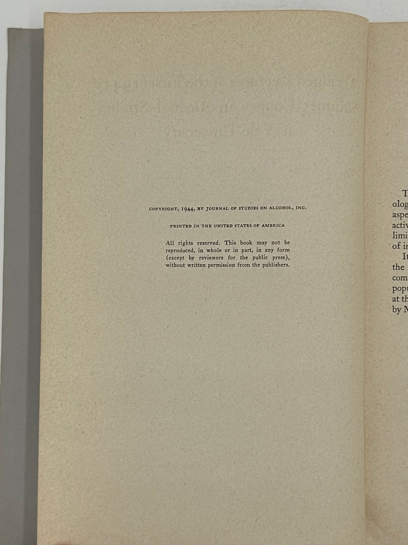 Abridged Lectures of the First (1943) Summer Course on Alcohol Studies at Yale University