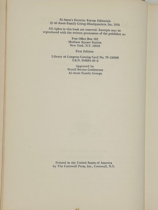 SIGNED by Lois W. - Al-Anon’s Favorite Forum Editorials - First Edition from 1970 with ODJ Recovery Collectibles