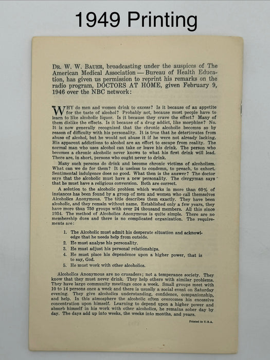 Medicine Looks at Alcoholics Anonymous — 4-Pamphlet Edition Set (1944 / 1946 / 1949 / 1953)