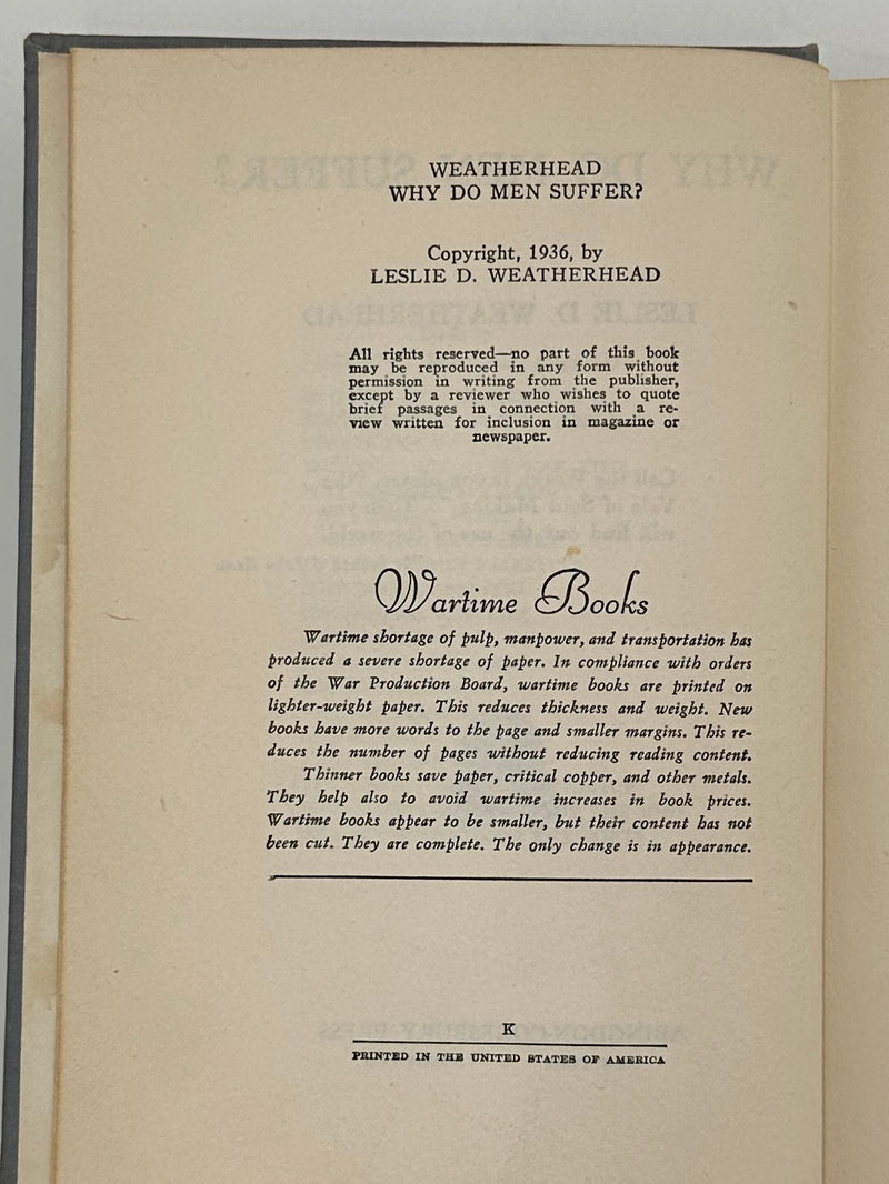 Why Do Men Suffer? by Leslie D. Weatherhead