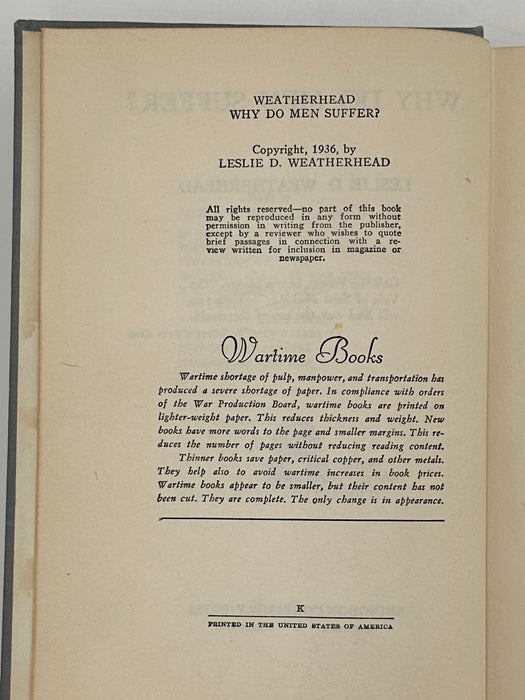 Why Do Men Suffer? by Leslie D. Weatherhead