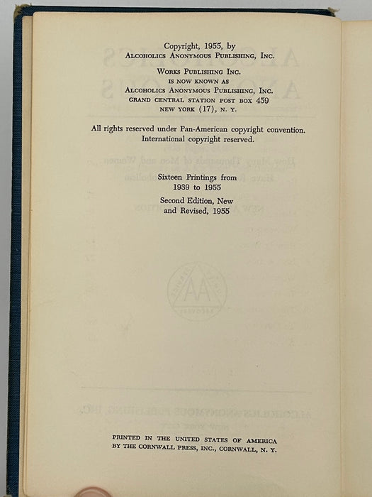 Alcoholics Anonymous Second Edition 3rd Printing with RDJ