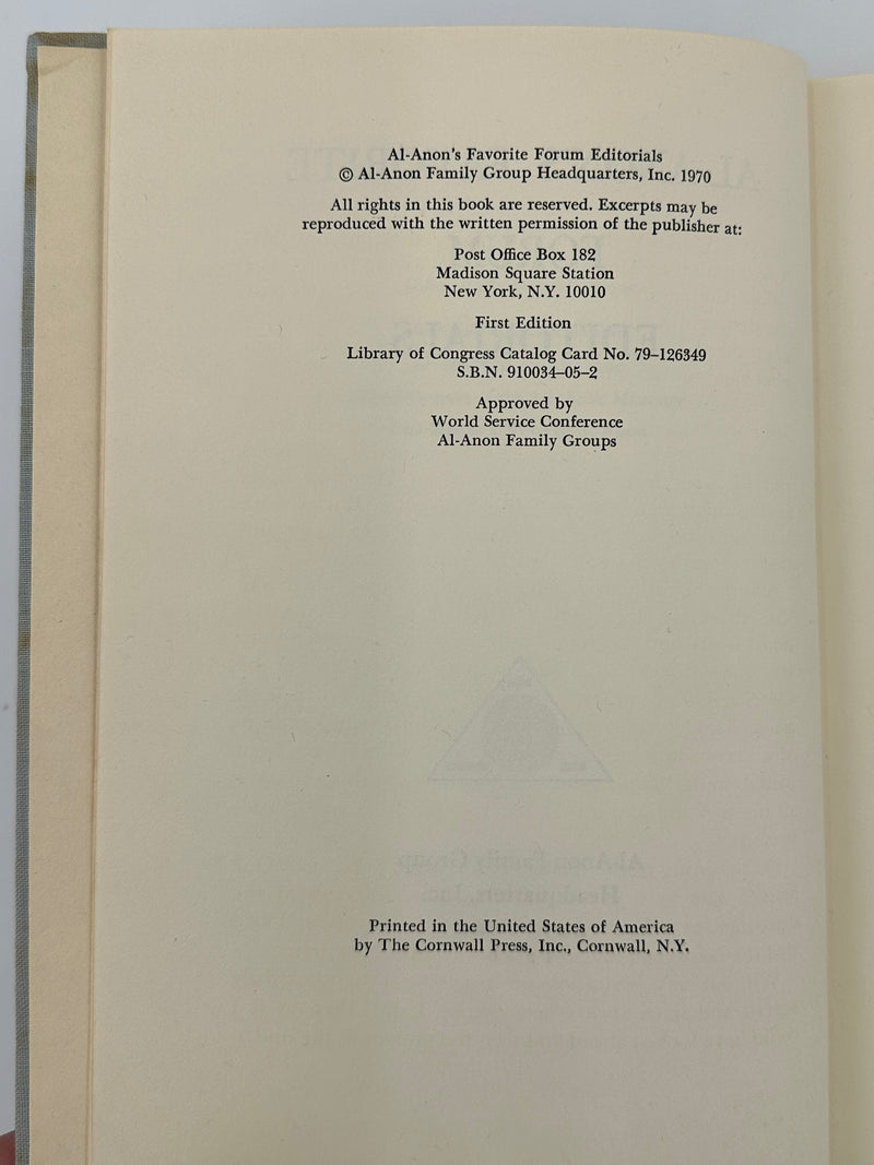 SIGNED - Al-Anon’s Favorite Forum Editorials - First Edition from 1970 - ODJ Recovery Collectibles