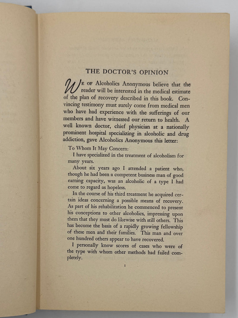 Alcoholics Anonymous — First Edition, Third Printing (June 1942) - Light Blue Cloth Variant With Original Dust Jacket