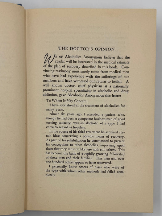 Alcoholics Anonymous — First Edition, Third Printing (June 1942) - Light Blue Cloth Variant With Original Dust Jacket
