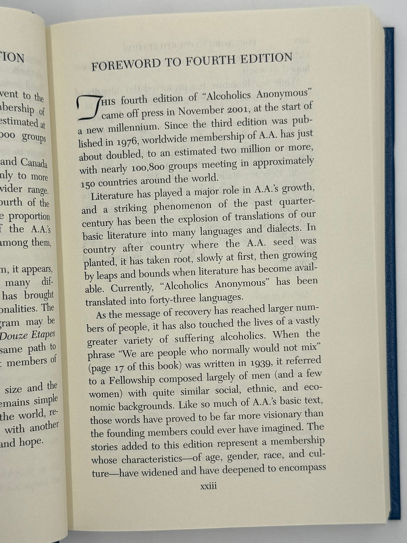 Reserved for JL: 2 Alcoholics Anonymous Fourth Edition First Printing from 2001 Recovery Collectibles