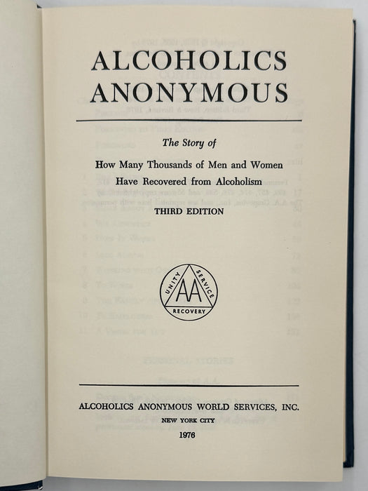1976 Alcoholics Anonymous Big Book – Third Edition, First Printing – (ODJ)