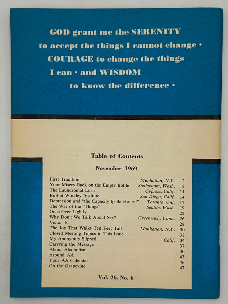AA Grapevine from November 1969 - Traditions