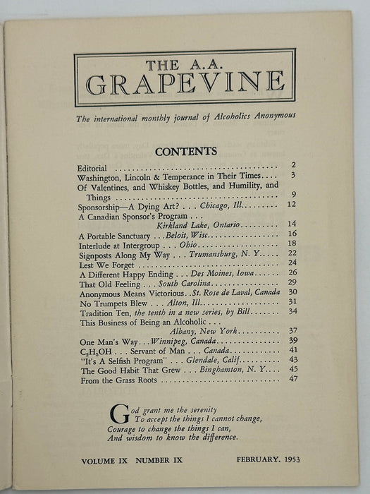 AA Grapevine from February 1953 - Clancy I. Article Recovery Collectibles
