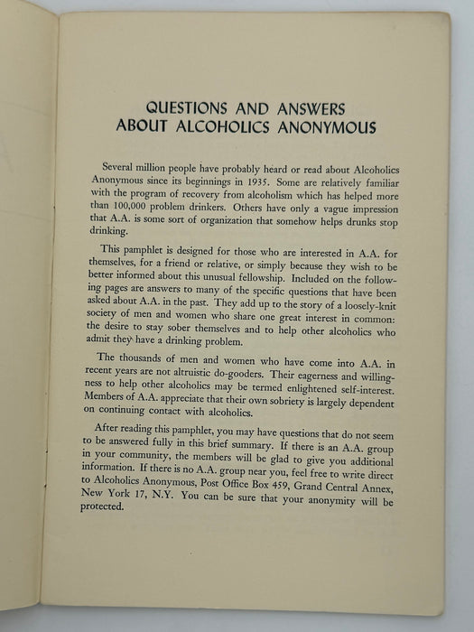 A.A. - 44 Questions and Answers About the Program of Recovery From Alcoholism - 1953 Pamphlet