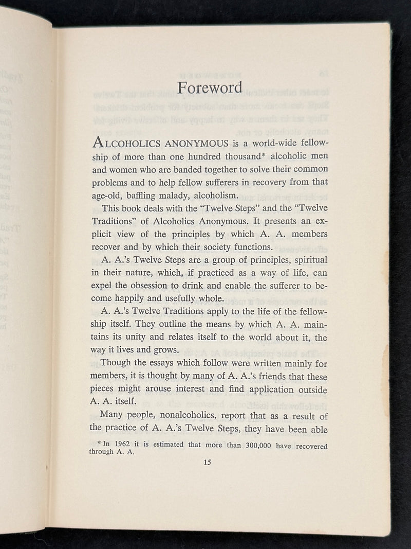 Twelve Steps and Twelve Traditions — Inscribed by Bill W. on His 29th Sobriety Anniversary