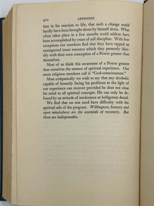 Alcoholics Anonymous Big Book First Edition 2nd Printing from 1941