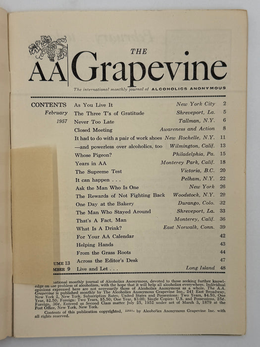 AA Grapevine from February 1957