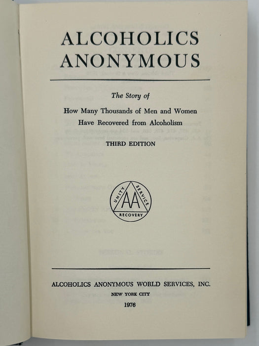 1976 Alcoholics Anonymous Big Book – Third Edition, First Printing – (ODJ) Recovery Collectibles