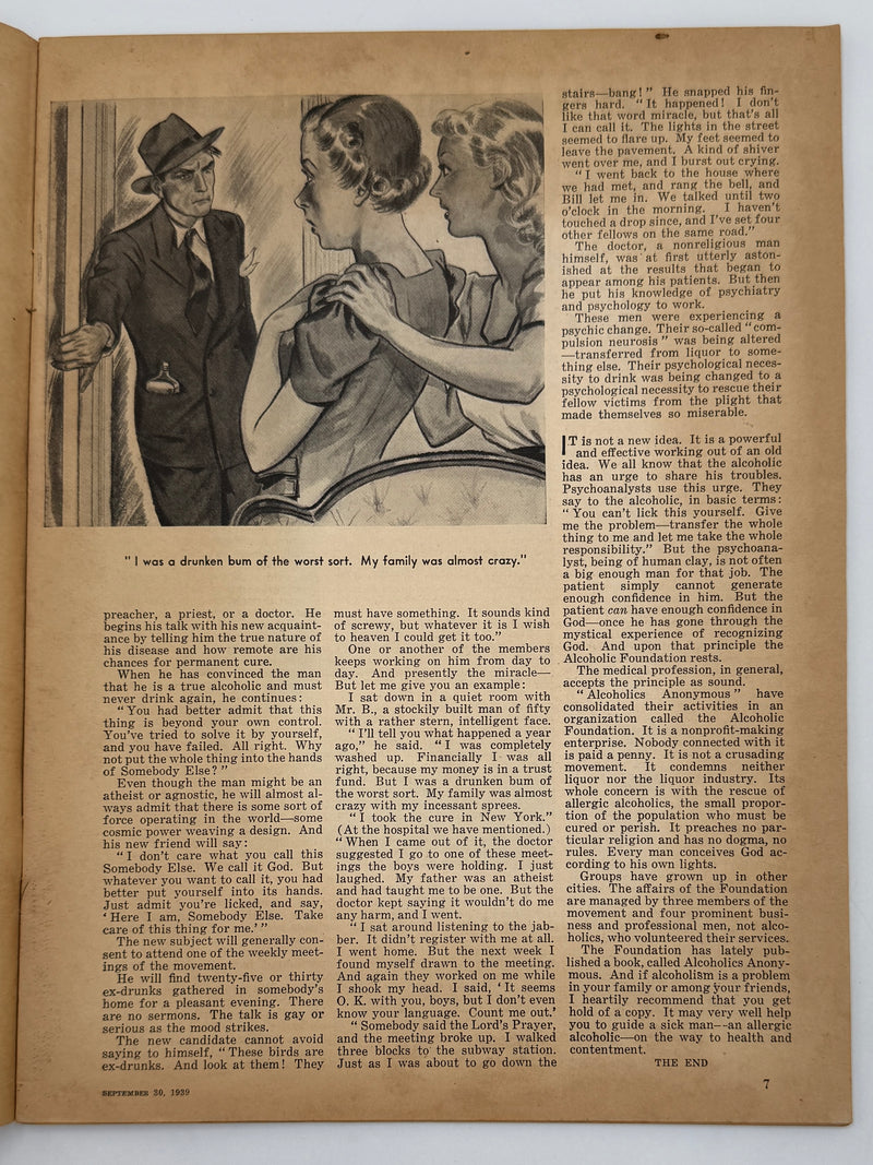 Liberty Magazine from September 1939 - Alcoholics and God article by Morris Markey