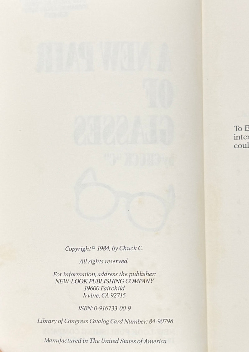 A New Pair Of Glasses by Chuck C. - First Printing from 1984 with ODJ