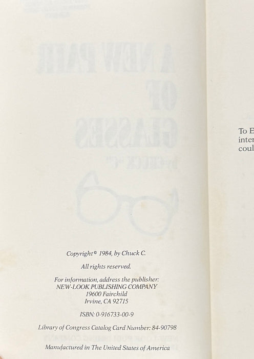 A New Pair Of Glasses by Chuck C. - First Printing from 1984 with ODJ