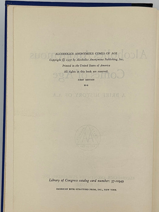 Alcoholics Anonymous Comes Of Age - First Printing from 1957 - ODJ