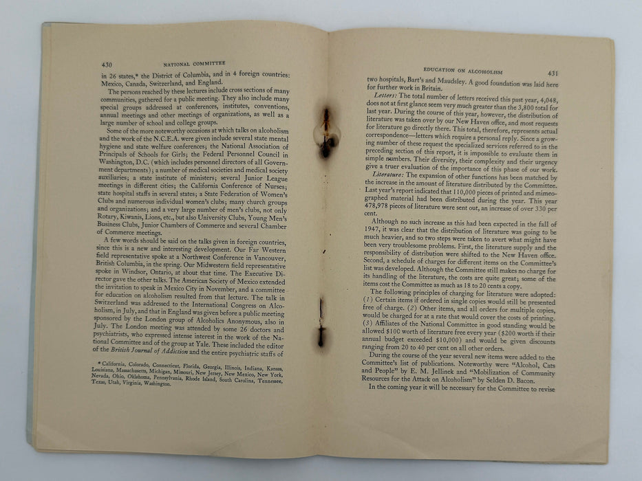National Committee for Education on Alcoholism Annual Report 1948 Recovery Collectibles