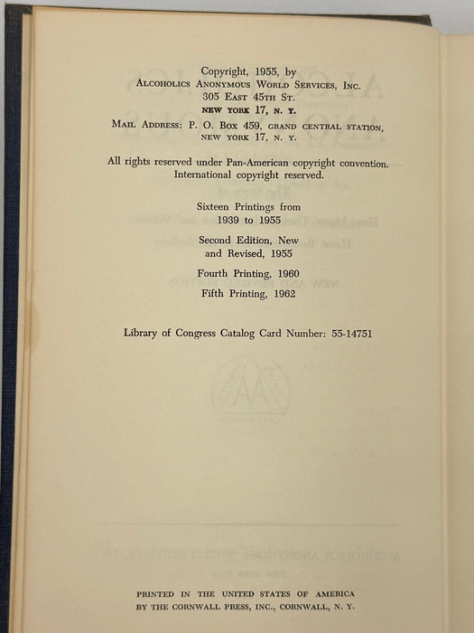 Alcoholics Anonymous Second Edition 5th Printing from 1962 - RDJ