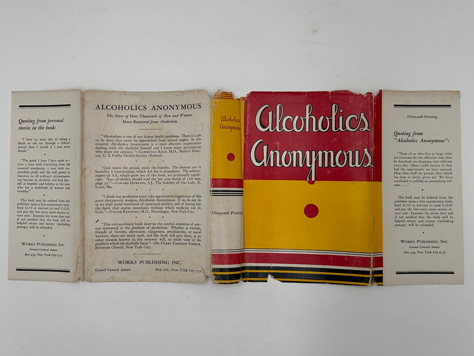 Alcoholics Anonymous First Edition 13th Printing from 1950 with ODJ
