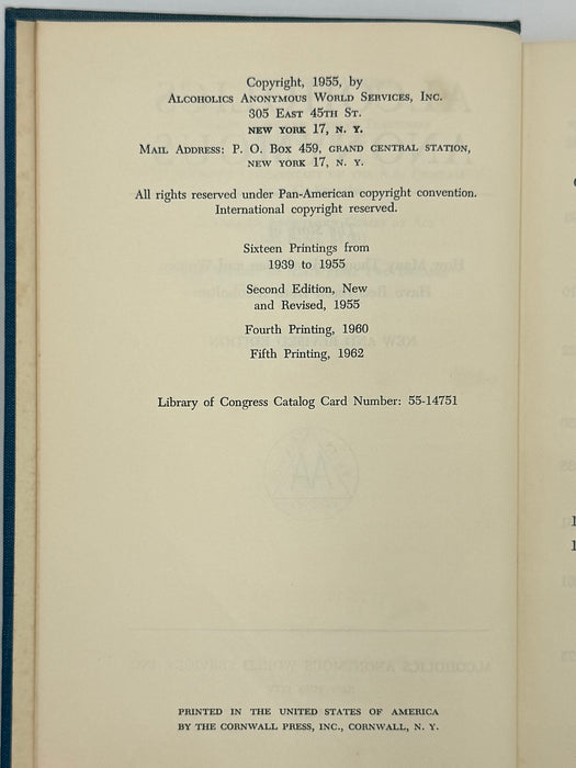 Alcoholics Anonymous Second Edition 5th Printing with ODJ