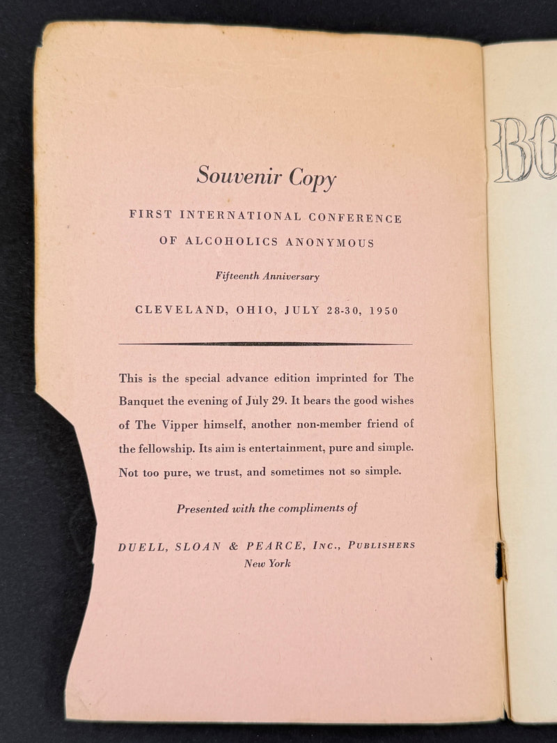 Bottle Fatigue — Official Souvenir Edition for A.A.’s First International Convention — Cleveland, 1950 (Copy)