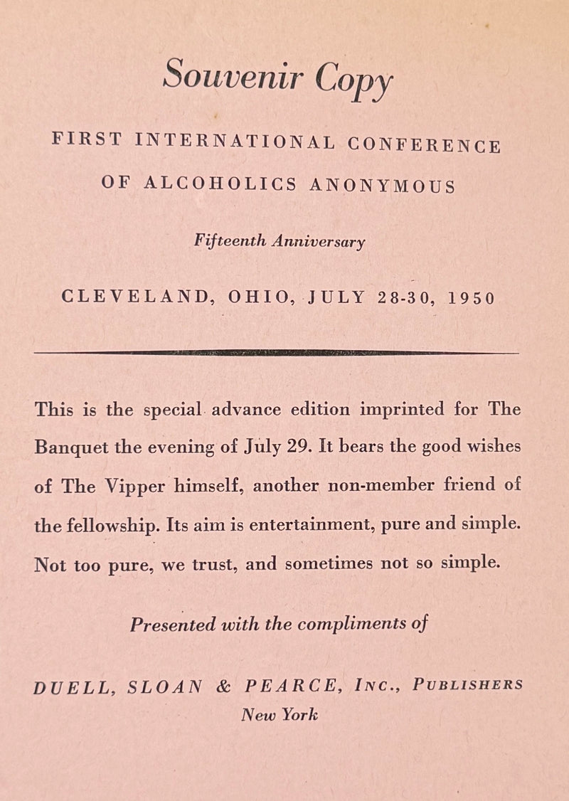 Bottle Fatigue — Official Souvenir Edition for A.A.’s First International Convention — Cleveland, 1950 (Copy)