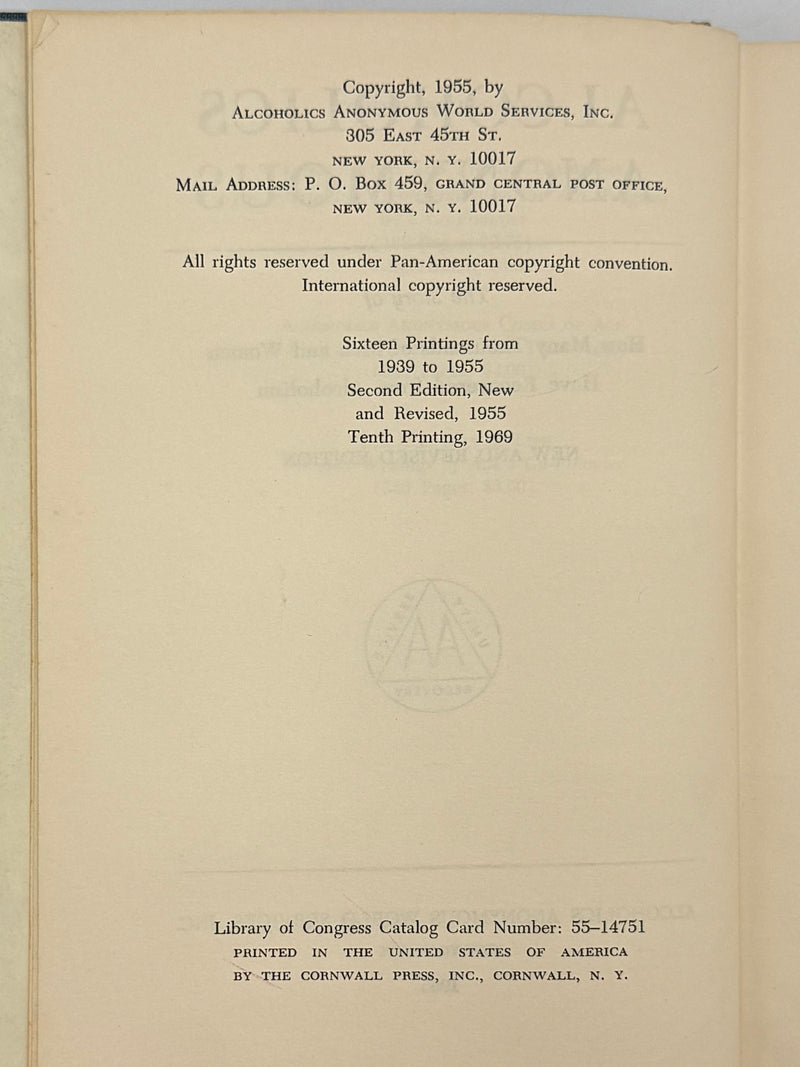 Alcoholics Anonymous Second Edition Big Book 10th Printing with ODJ