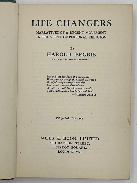 Life Changers by Harold Begbie from 1932