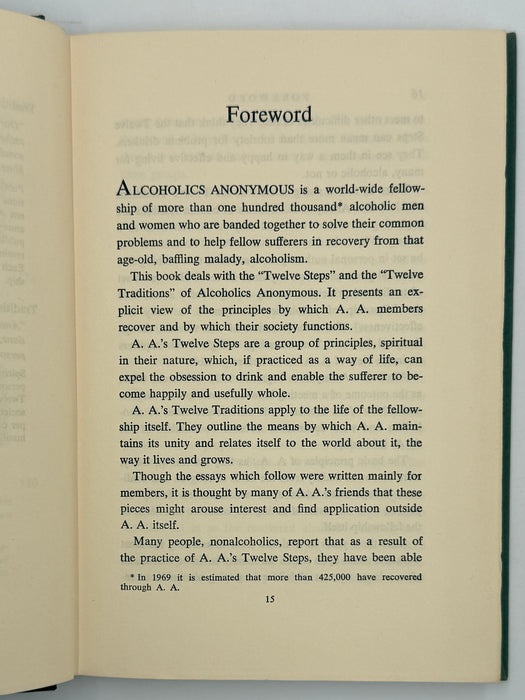 Alcoholics Anonymous Twelve Steps And Twelve Traditions - 9th Printing from 1969