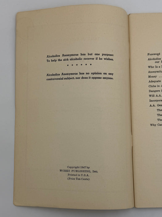 A.A. Tradition “Our experience has taught us…” - 1947 Early AA Traditions Pamphlet