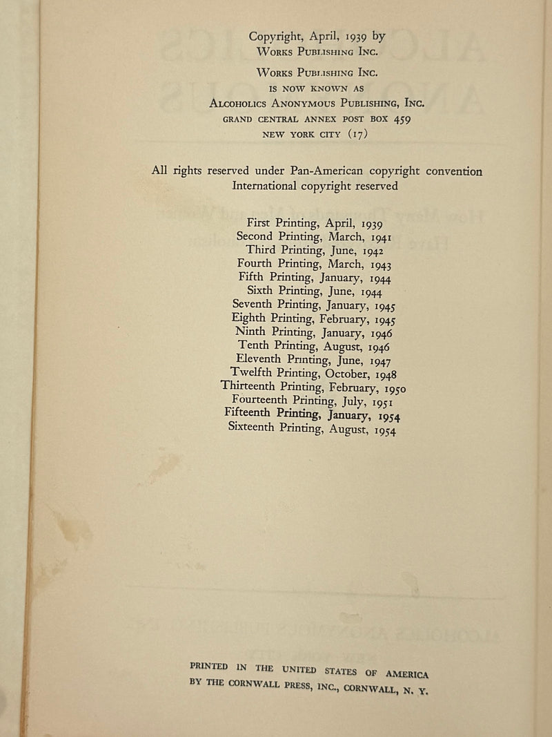 Alcoholics Anonymous First Edition 16th Printing from 1954 with ODJ