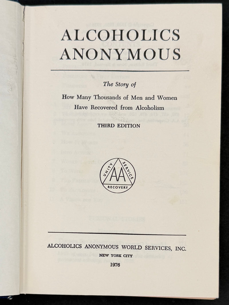 1976 Alcoholics Anonymous Big Book – Third Edition, First Printing