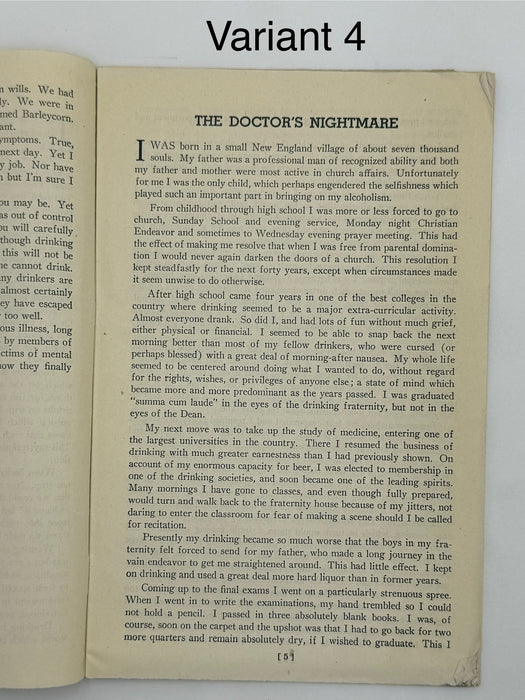 Alcoholics Anonymous 1943–1944 Early Pamphlet — Complete Set of Six Variants