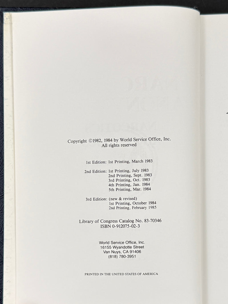 Narcotics Anonymous — Third Edition, Second Printing — February 1985