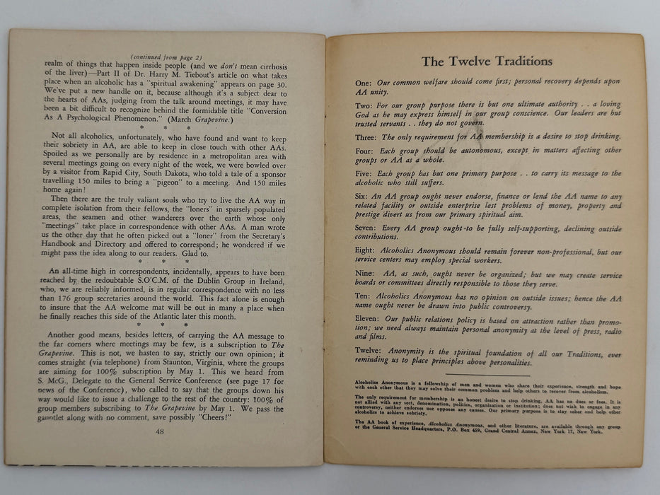 AA Grapevine from April 1954 Recovery Collectibles