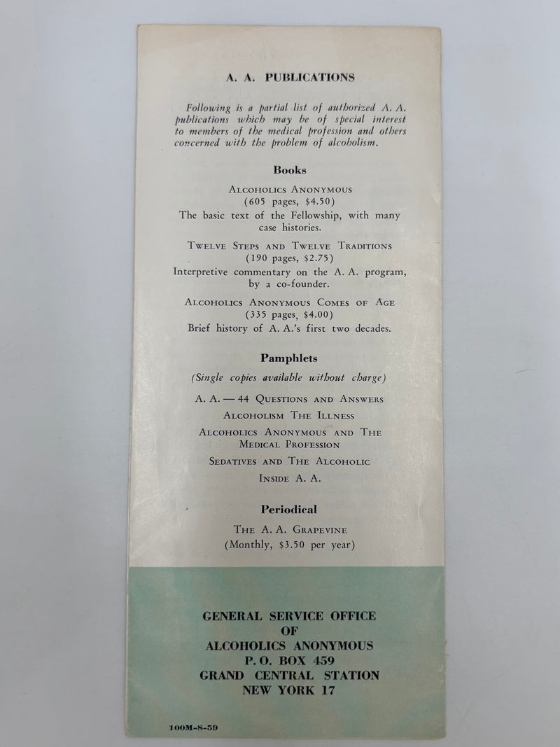 Alcoholics Anonymous: Helpful Ally in Coping with Alcoholism - 1959