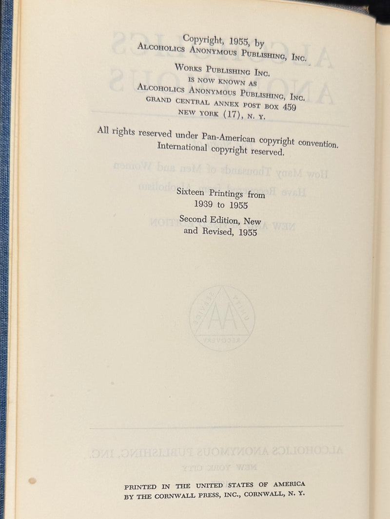 Alcoholics Anonymous — Second Edition, Second Printing (c. 1957)
