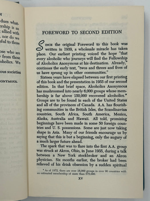 Alcoholics Anonymous Second Edition 15th Printing from 1973 - ODJ