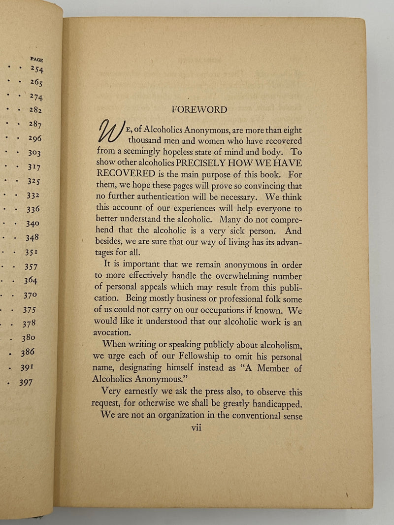 Alcoholics Anonymous First Edition 4th Printing Big Book 1943 - Blue - RDJ Recovery Collectibles