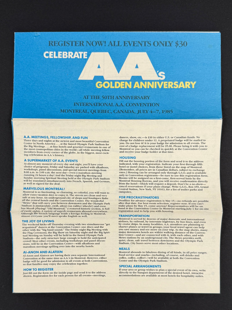 Alcoholics Anonymous 50th Anniversary — 1985 Montreal International Convention Collection