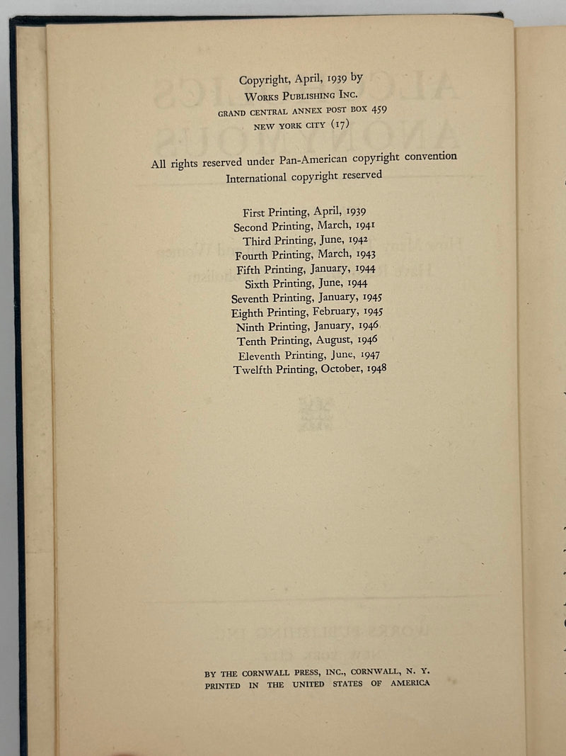 Signed by “Mr. X” (Clarence Snyder) - Alcoholics Anonymous First Edition 12th Printing