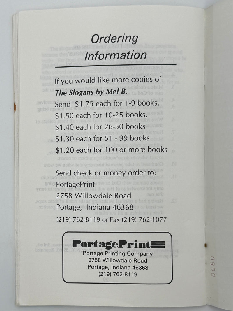 The Slogans: Basic Tools for Successful Recovery by Mel B. - 2nd Printing from 1994