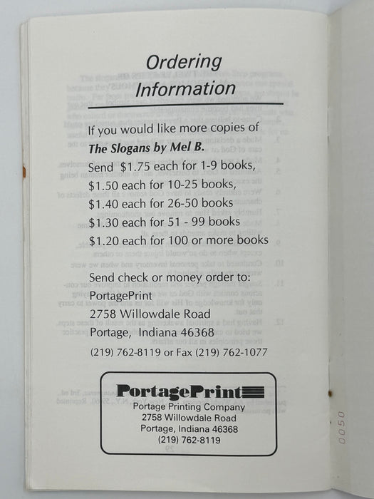 The Slogans: Basic Tools for Successful Recovery by Mel B. - 2nd Printing from 1994