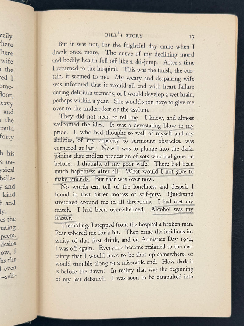 Alcoholics Anonymous — First Edition, Tenth Printing (August 1946) — Signed by Bill Wilson — Original Dust Jacket